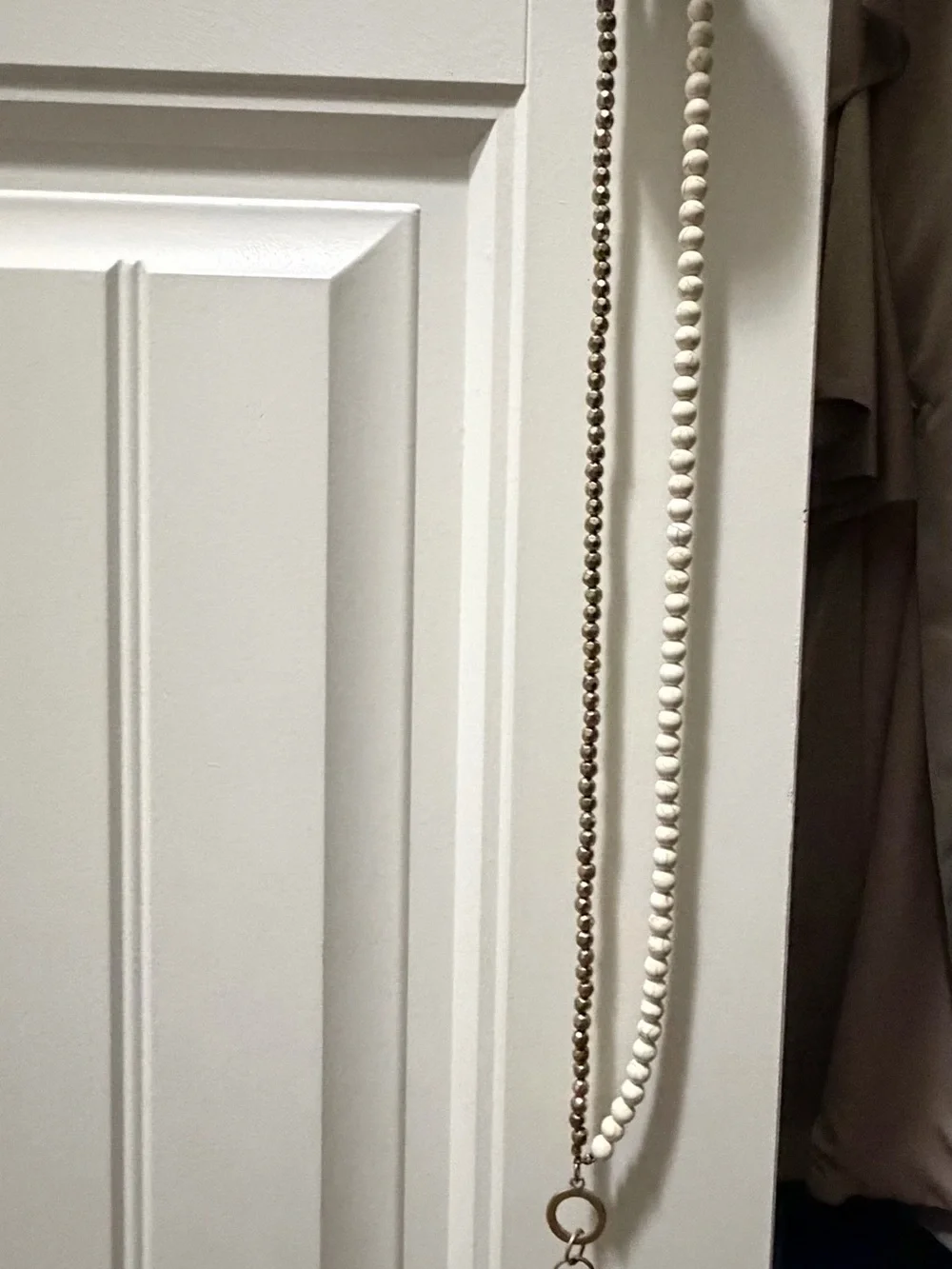 Wood Bead Door Hanger Necklace Organizer - White & Brown